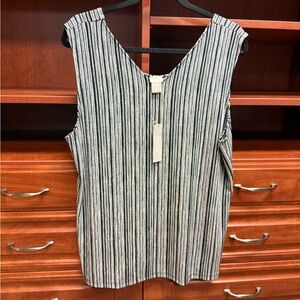 NEW Chicos Black & White Striped Sleeveless Blouse
